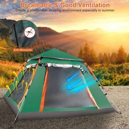 4 - 5 Person - Up Camping Tent, Instant Setup Family Tent with 2 Mosquito, Portable Hiking, Backpacking Outdoor Adventures, Waterproof Windproof - Green