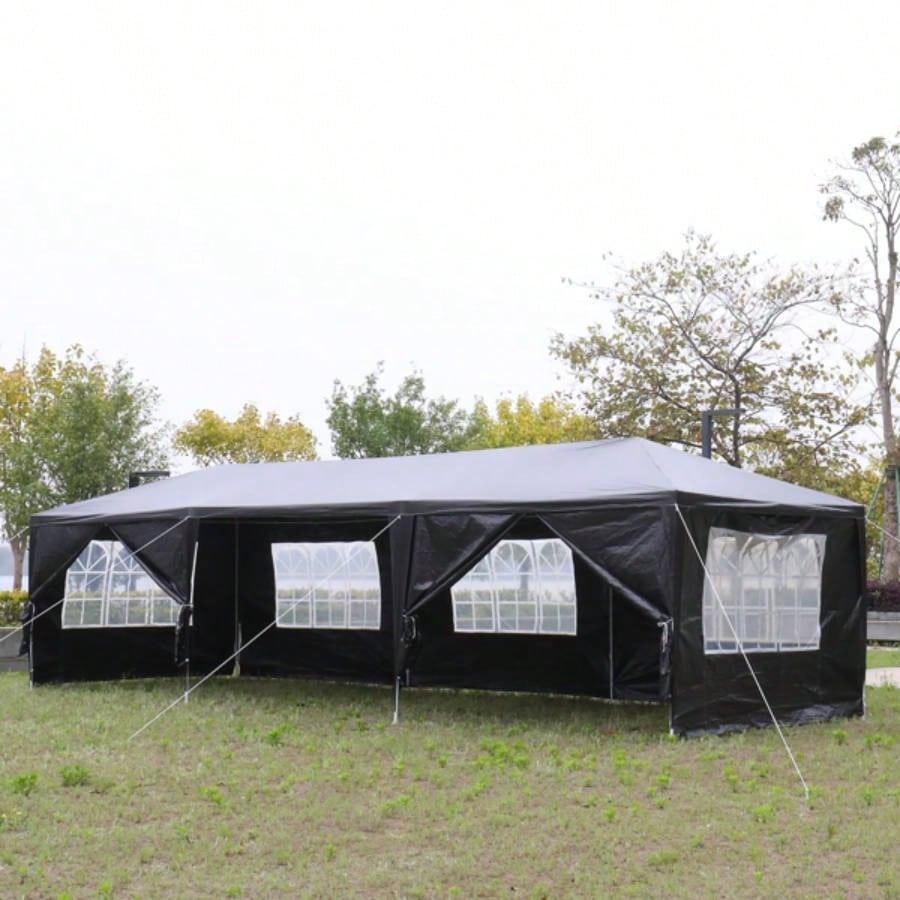 10#39; 30#39; Outdoor Party Tent with 8 Removable Sidewalls, Waterproof Canopy Patio Wedding Gazebo, Black