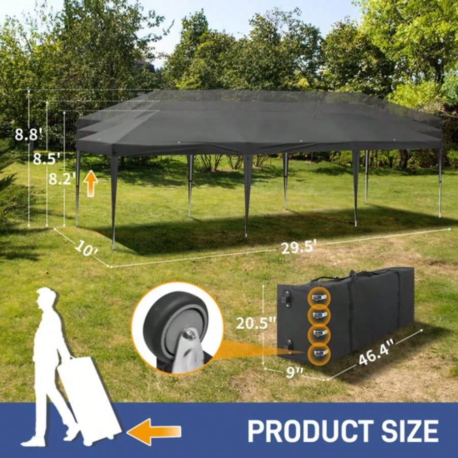 8 Sides 6 And 2 Doors 3x9m Oxford Cloth White Spray Frame With 8 Sandbags With Bag Folding Shed Dark Gray