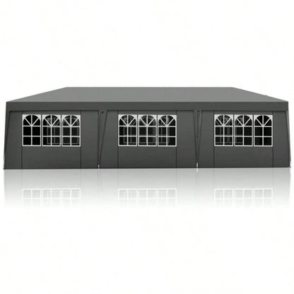 8 Sides 6 And 2 Doors 3x9m Oxford Cloth White Spray Frame With 8 Sandbags With Bag Folding Shed Dark Gray