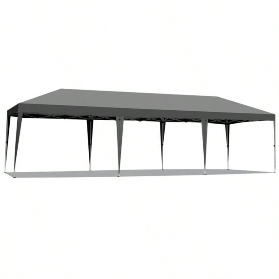 8 Sides 6 And 2 Doors 3x9m Oxford Cloth White Spray Frame With 8 Sandbags With Bag Folding Shed Dark Gray