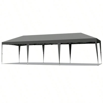 8 Sides 6 And 2 Doors 3x9m Oxford Cloth White Spray Frame With 8 Sandbags With Bag Folding Shed Dark Gray