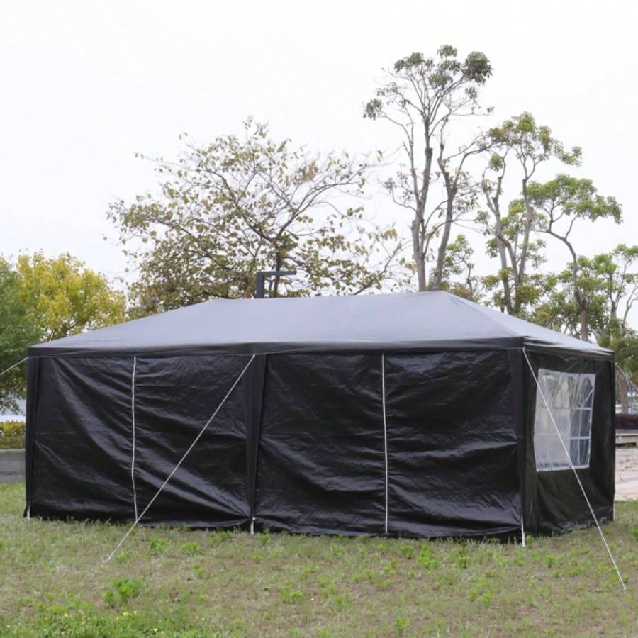 10#39; 20#39; Outdoor Party Tent with 6 Removable Sidewalls, Waterproof Canopy Patio Wedding Gazebo, Black