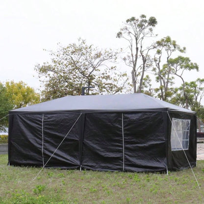 10#39; 20#39; Outdoor Party Tent with 6 Removable Sidewalls, Waterproof Canopy Patio Wedding Gazebo, Black