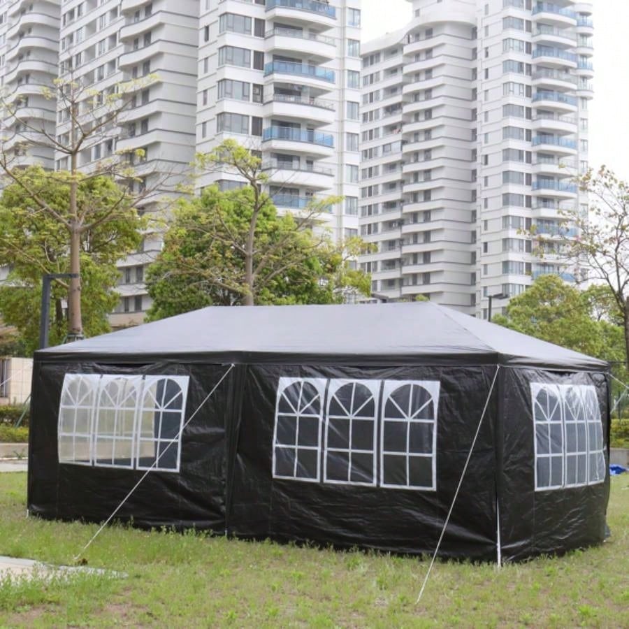 10#39; 20#39; Outdoor Party Tent with 6 Removable Sidewalls, Waterproof Canopy Patio Wedding Gazebo, Black
