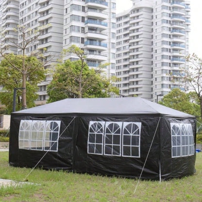 10#39; 20#39; Outdoor Party Tent with 6 Removable Sidewalls, Waterproof Canopy Patio Wedding Gazebo, Black