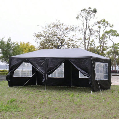 10#39; 20#39; Outdoor Party Tent with 6 Removable Sidewalls, Waterproof Canopy Patio Wedding Gazebo, Black