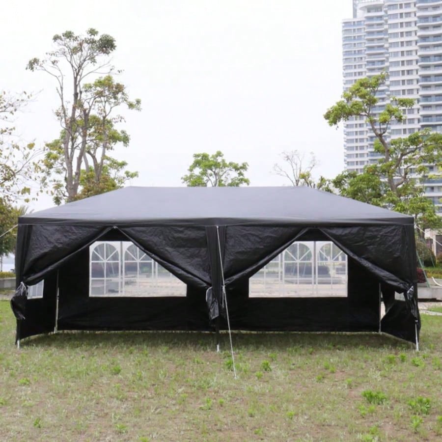 10#39; 20#39; Outdoor Party Tent with 6 Removable Sidewalls, Waterproof Canopy Patio Wedding Gazebo, Black