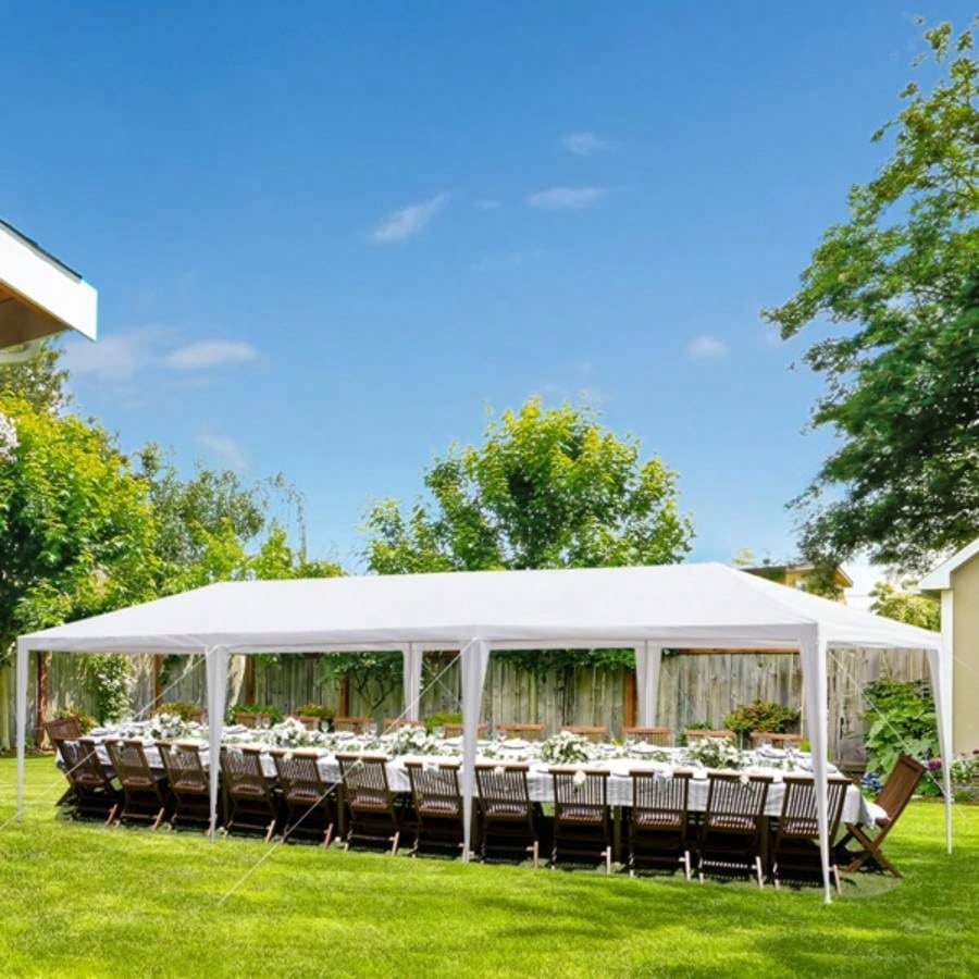3*9m Non - Cloth PE Cloth Plastic Sprayed Iron Pipe Outdoor Party Tent White