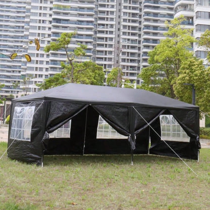 10#39; 20#39; Outdoor Party Tent with 6 Removable Sidewalls, Waterproof Canopy Patio Wedding Gazebo, Black