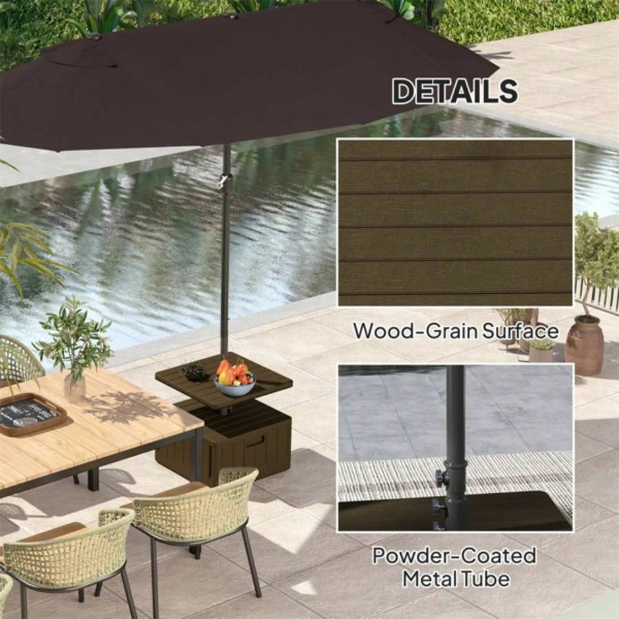 Weighted Stand with Table Tray and Wheels - Brown