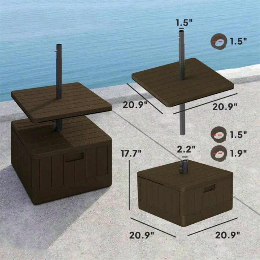 Weighted Stand with Table Tray and Wheels - Brown