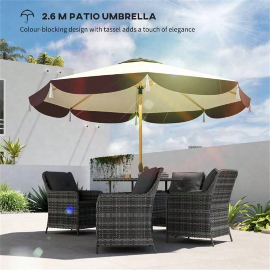 8. FT Elegance Patio, UPF 50+ Outdoor Market with 8 Ribs, Beige
