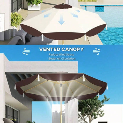 8. FT Elegance Patio, UPF 50+ Outdoor Market with 8 Ribs, Beige