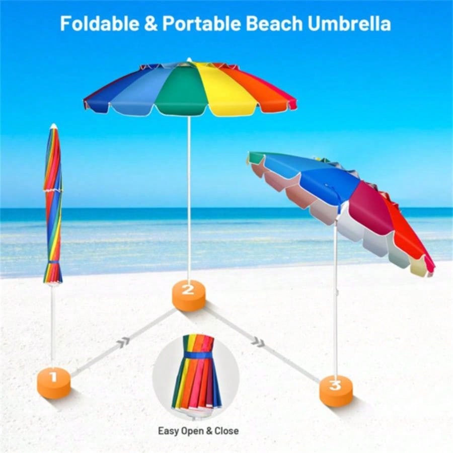 8 Ft Beach With - 16 - Ribbed Windproof Frame