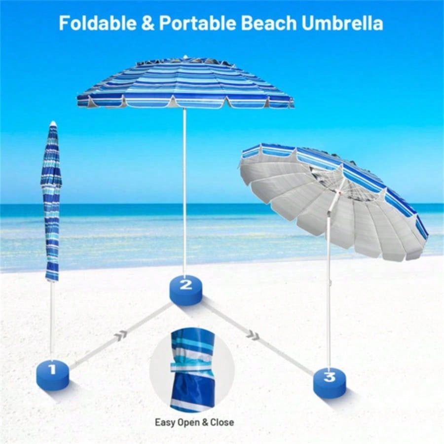 8 Ft Beach With - 16 - Ribbed Windproof Frame
