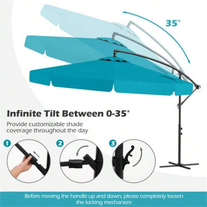 10 Feet Patio Cantilever - Turquoise