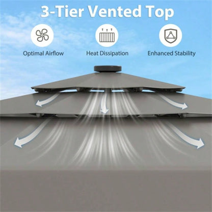 10 foot terrace with powered LED lights and multi - layered ventilated roof