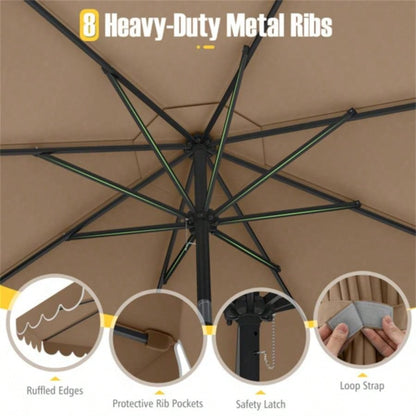 10 Feet Patio with Crank Tilt Adjustment - Beige