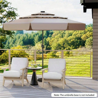 10 foot taupe terrace with powered LED lights and multi - layered ventilated roof