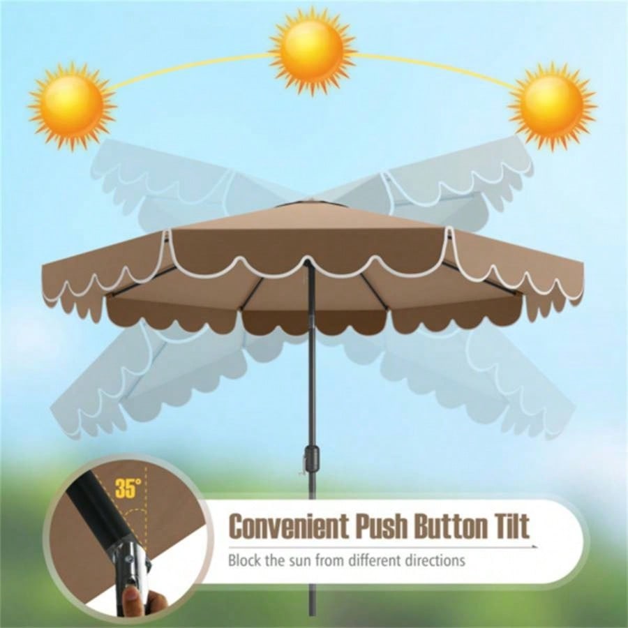 10 Feet Patio with Crank Tilt Adjustment - Beige