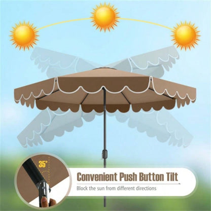 10 Feet Patio with Crank Tilt Adjustment - Beige