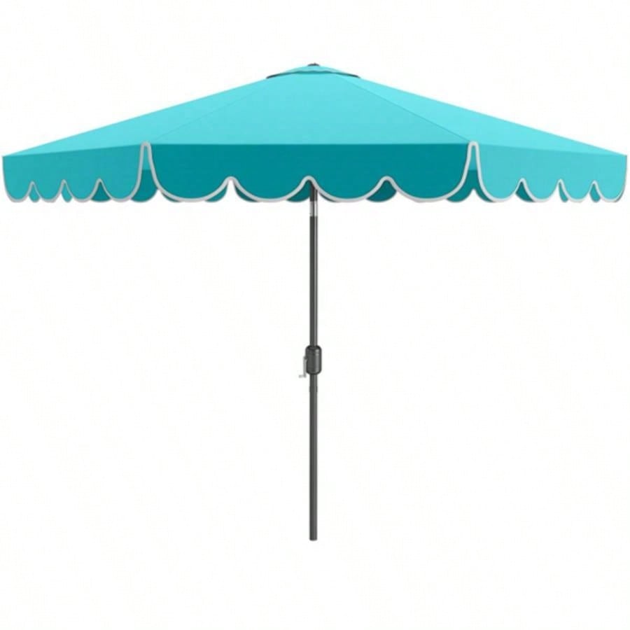 10 Feet Patio with Crank Tilt Adjustment - Turquoise