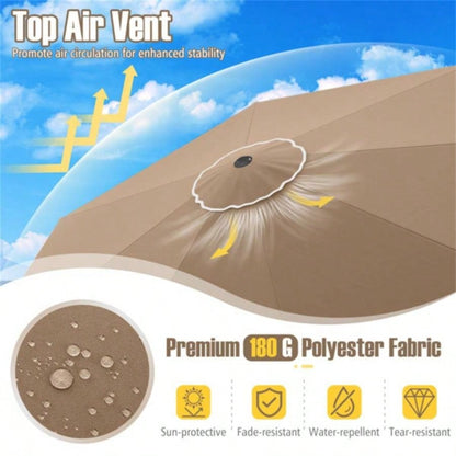 10 Feet Patio with Crank Tilt Adjustment - Beige