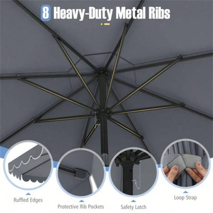 10 Feet Patio with Crank Tilt Adjustment - Gray