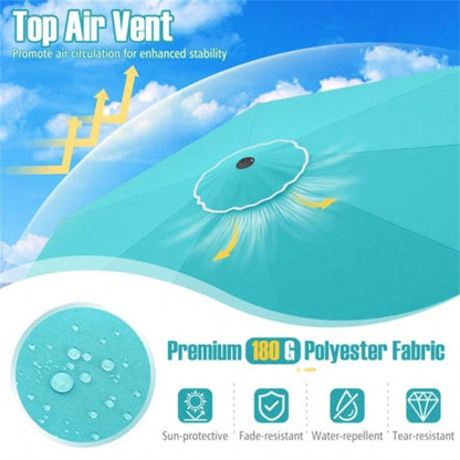 10 Feet Patio with Crank Tilt Adjustment - Turquoise