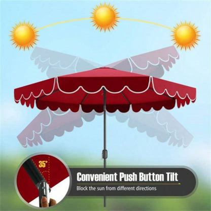 10 Feet Patio with Crank Tilt Adjustment - Wine