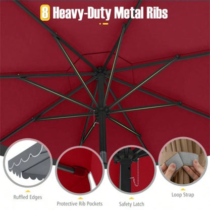 10 Feet Patio with Crank Tilt Adjustment - Wine