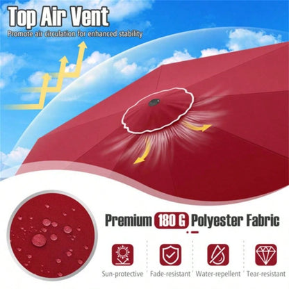 10 Feet Patio with Crank Tilt Adjustment - Wine