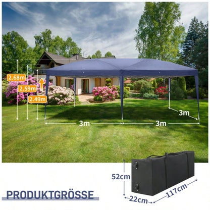 3x 6m Home Use Outdoor Camping Waterproof Folding Tent with Carry Bag Blue
