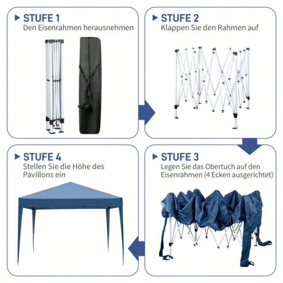 3x Two Doors Two Practical Waterproof Right - Angle Folding Tent Blue