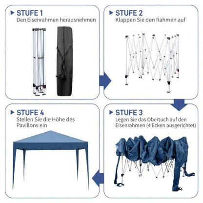 3x Two Doors Two Practical Waterproof Right - Angle Folding Tent Blue