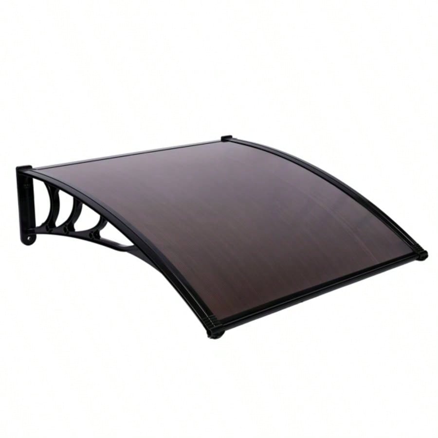 x Household Application Door Window Rain Cover Eaves Canopy Brown Black Bracket