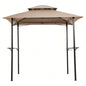 Outdoor Grill Gazebo 8x 5 Ft, Shelter Tent, Double Tier Soft Top Canopy and Steel Frame with hook and Bar Counters, Khaki