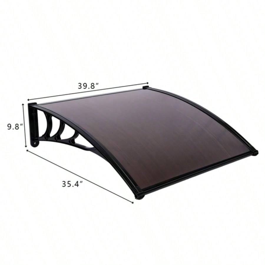 x Household Application Door Window Rain Cover Eaves Canopy Brown Black Bracket