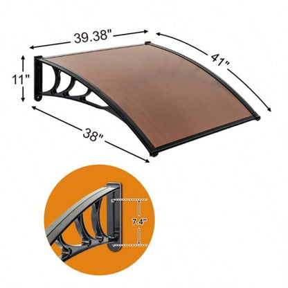 x Household Application Door Window Rain Cover Eaves Canopy Brown Black Bracket