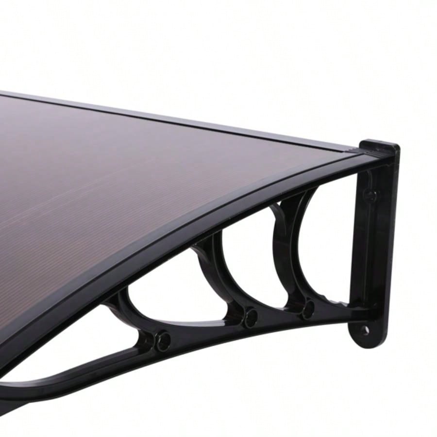 x Household Application Door Window Rain Cover Eaves Canopy Brown Black Bracket