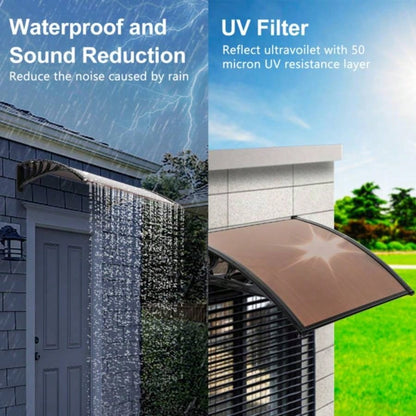 x Household Application Door Window Rain Cover Eaves Canopy Brown Black Bracket