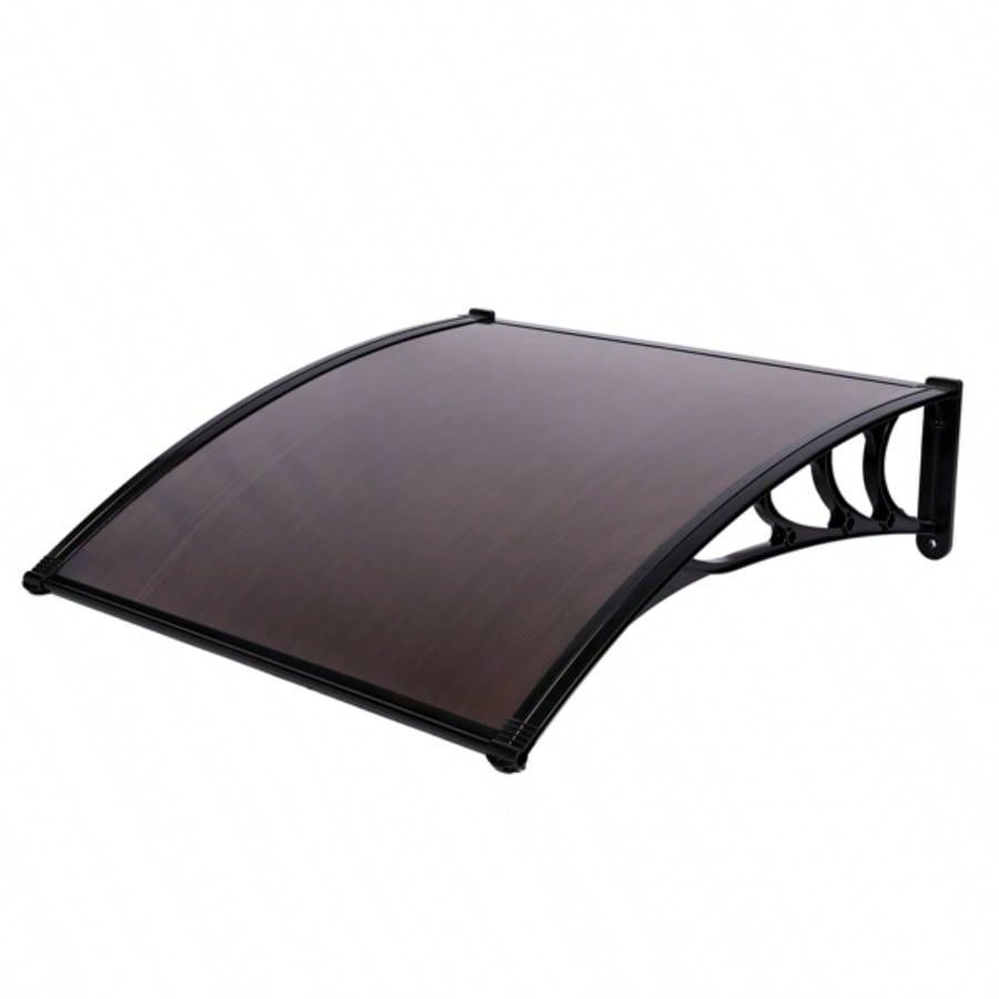 x Household Application Door Window Rain Cover Eaves Canopy Brown Black Bracket