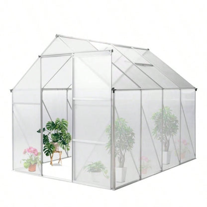 6x8 Hybrid Polycarbonate Greenhouse Silver