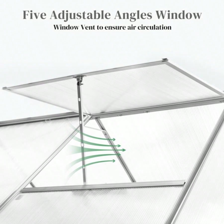 6x8 Hybrid Polycarbonate Greenhouse Silver