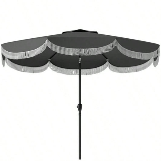 8.8FT Elegance Patio, UPF 30+ Outdoor Market with 8 Ribs, Push Button Tilt, Charcoal Gray