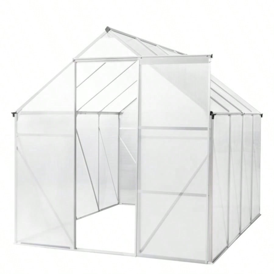 6x8 Hybrid Polycarbonate Greenhouse Silver