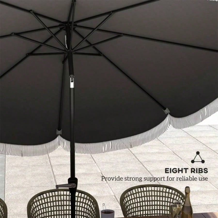 8.8FT Elegance Patio, UPF 30+ Outdoor Market with 8 Ribs, Push Button Tilt, Charcoal Gray