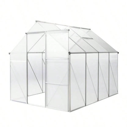 6x8 Hybrid Polycarbonate Greenhouse Silver