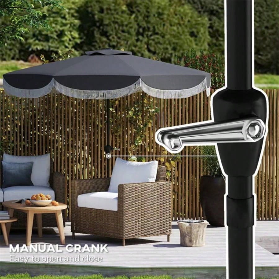 8.8FT Elegance Patio, UPF 30+ Outdoor Market with 8 Ribs, Push Button Tilt, Charcoal Gray